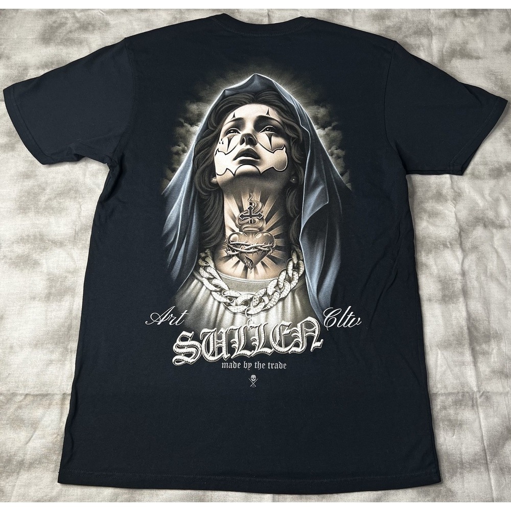 Sullen Shirt Men Size Medium Art Gothic Tattoo Blue Graphic Tee Madonna